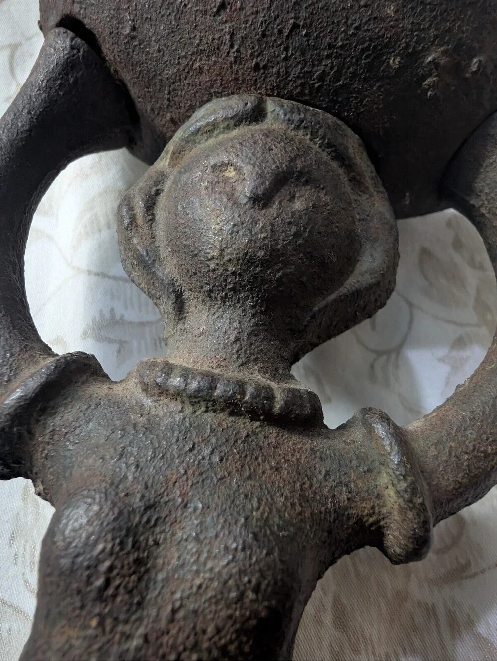 Vintage Cast Iron Woman Figurine Candle Holder
